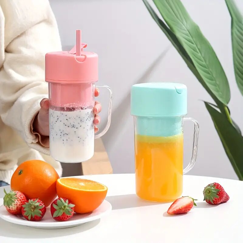 Mini Portable Juicer 2-in-1 | USB Rechargeable Juicer with 6 Rotating Sharp Blades | High-Speed Juicer